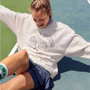 Aerie Tacos & Tennis Crewneck Sweatshirt Medium